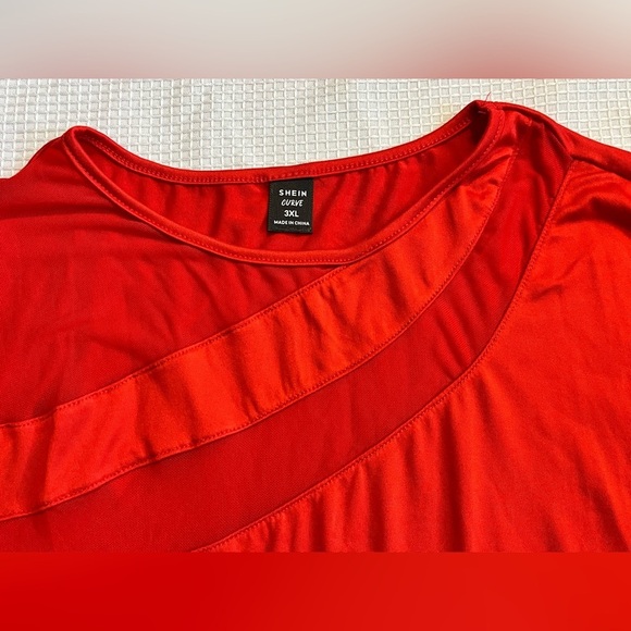 SHEIN Curve Plus Size Red Long Sleeve Sheer Mesh Splicing Bodysuit Women’s 3XL - Picture 7 of 16